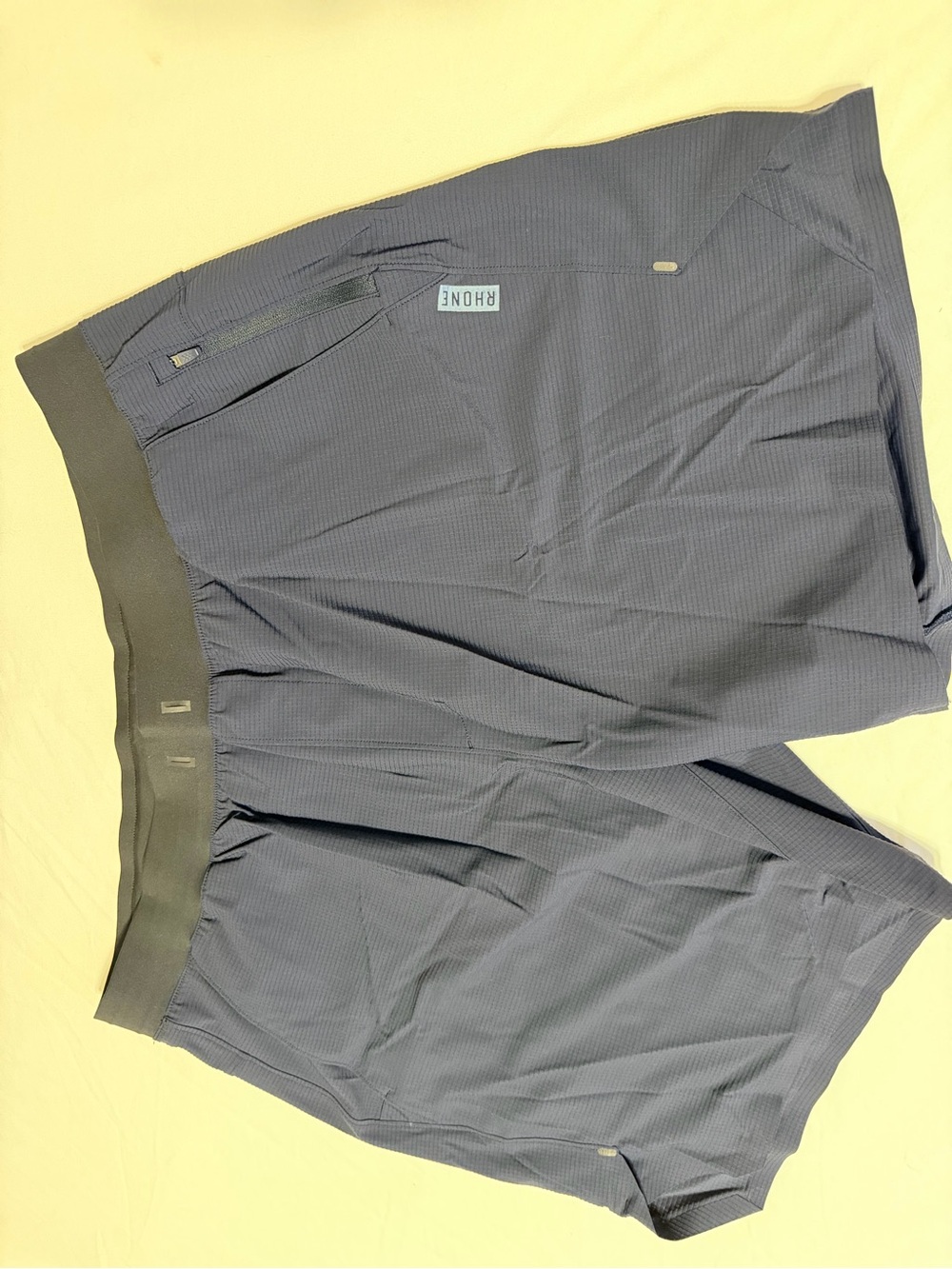 RHONE Slate Blue Athletic Performance Shorts with Black Waistband